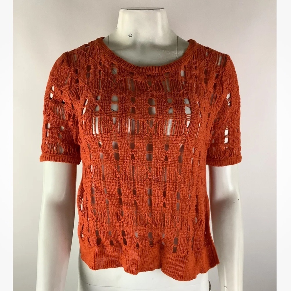 Anthropologie Orange Knit Sweater